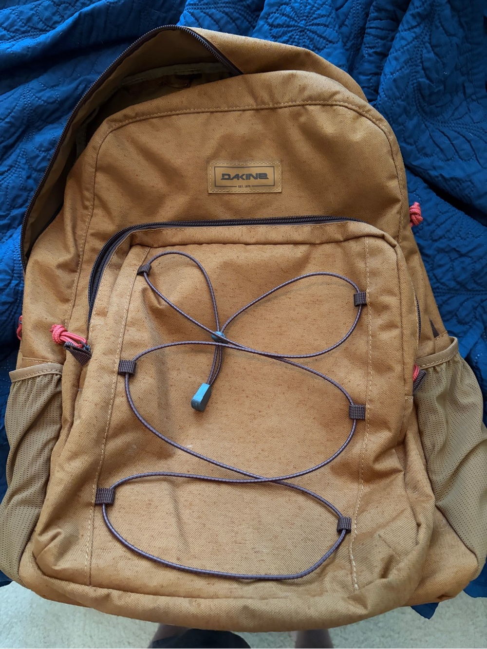 Dakine Tan Canvas Daypack with Bungee Cord Front